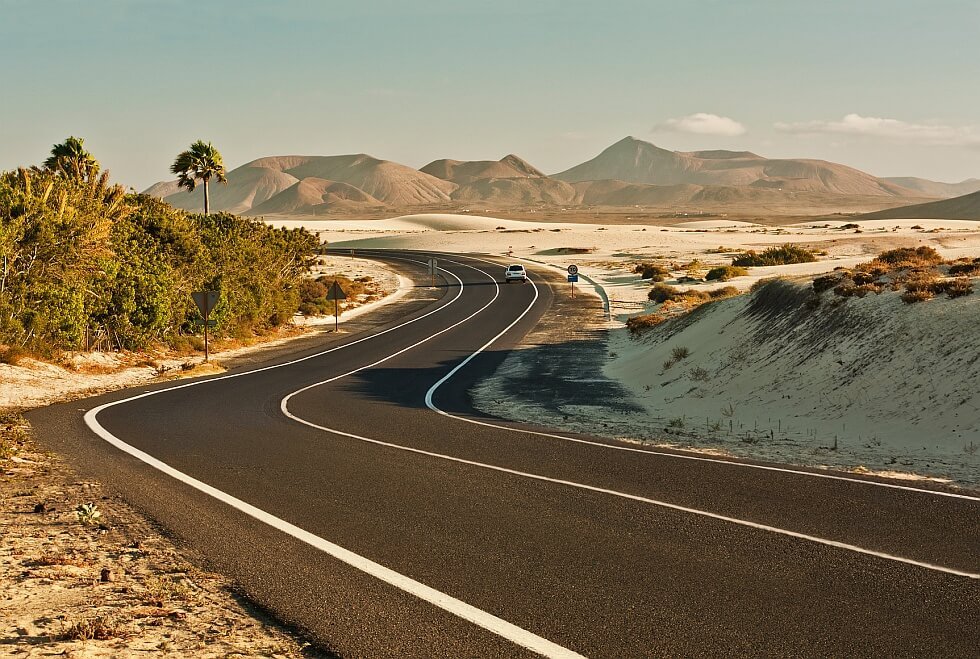 Desert Road winding road in desert
